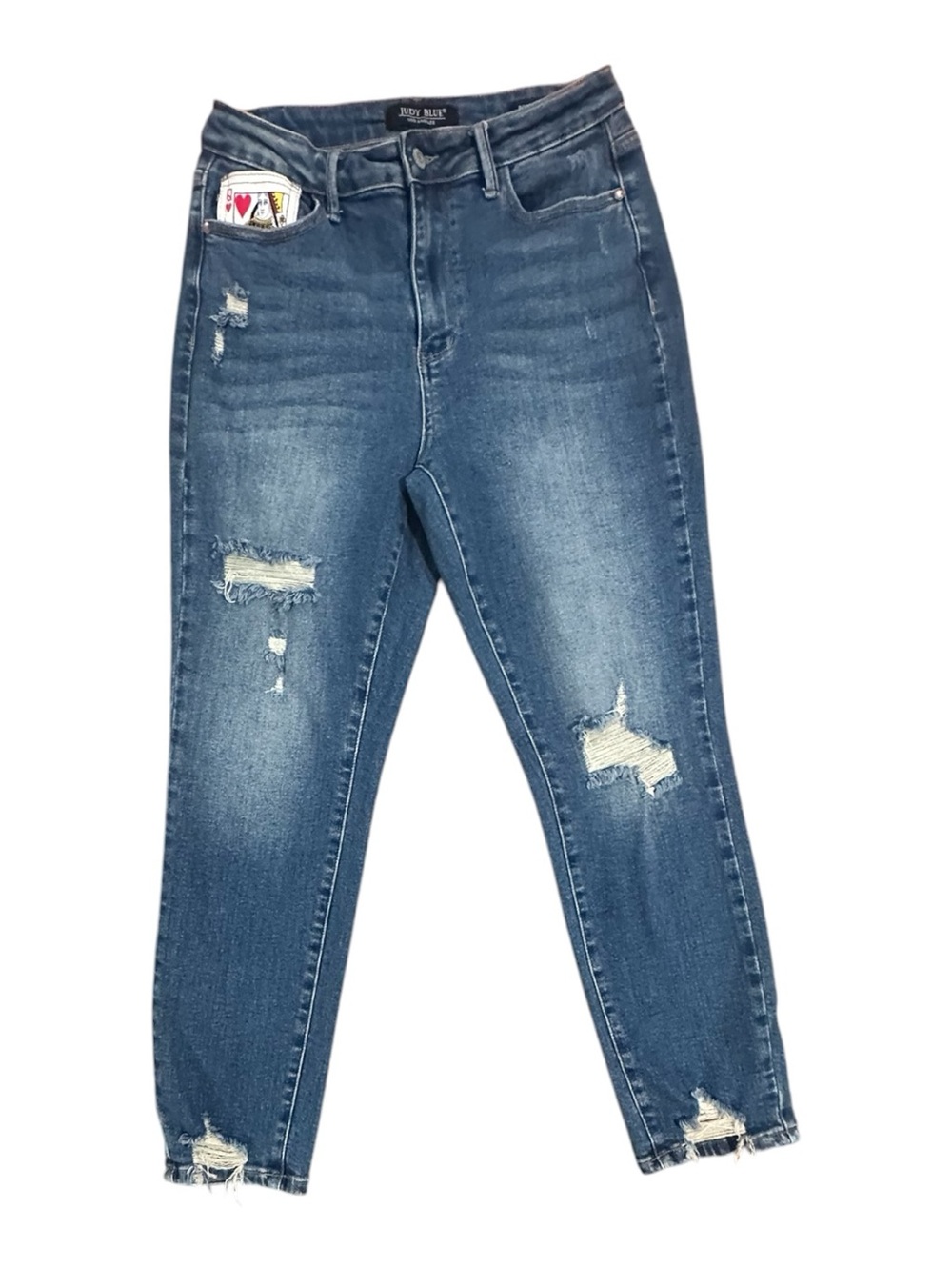 Judy Blue Women’s Relaxed Boyfriend Fit Jeans in Medium Blue Denim